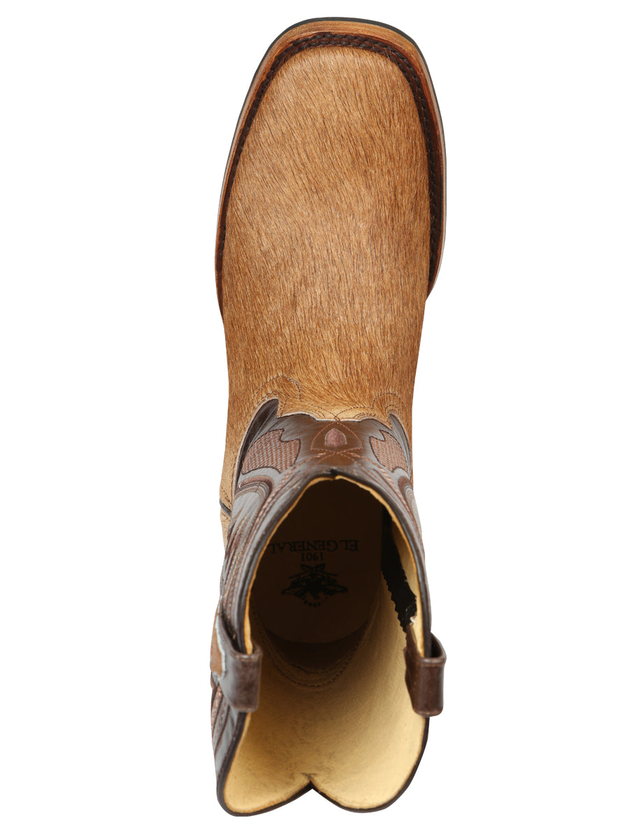 El General Men's Leather Cowboy Boot - Cowhide Honey Brown 45669