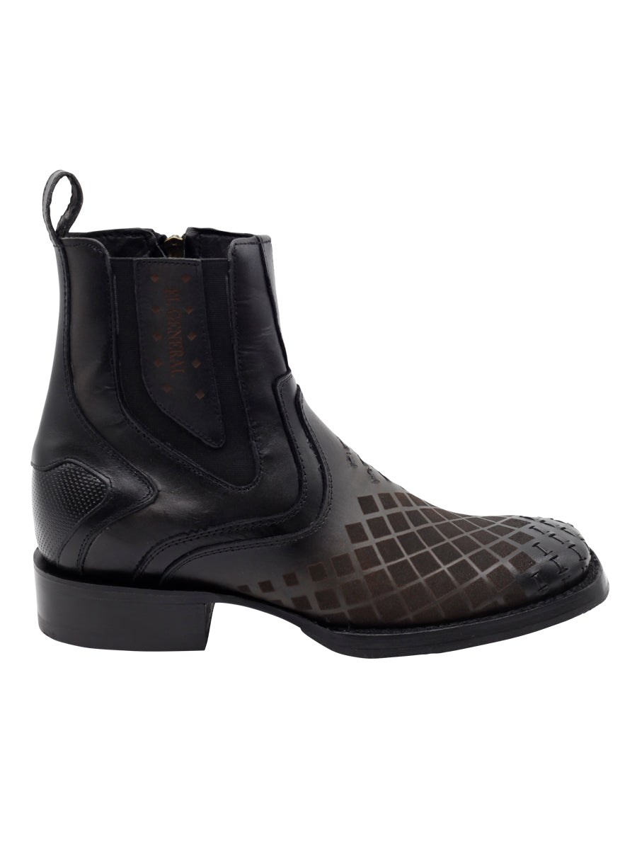 El General Men's Leather Ankle Boot with Zipper - Gray 45674