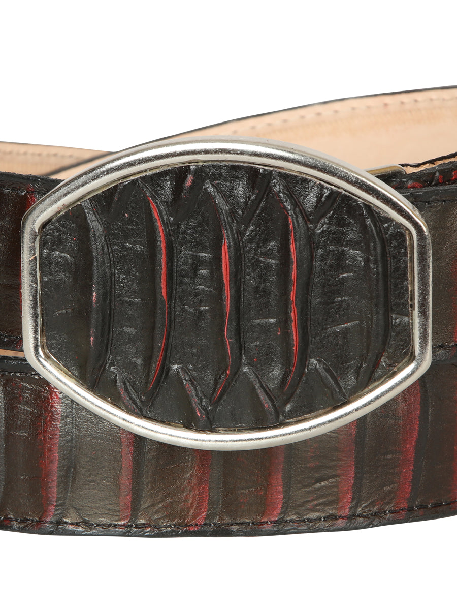El General Men’s 100% Leather Western Belt - Made in Mexico - Red Snake Print 45676