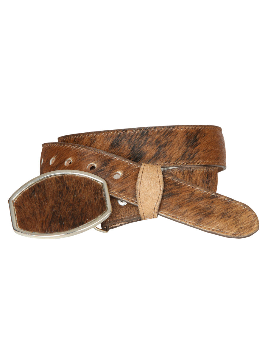 El General Men’s Western Belt - Cowhide Hair Print - Honey 45680