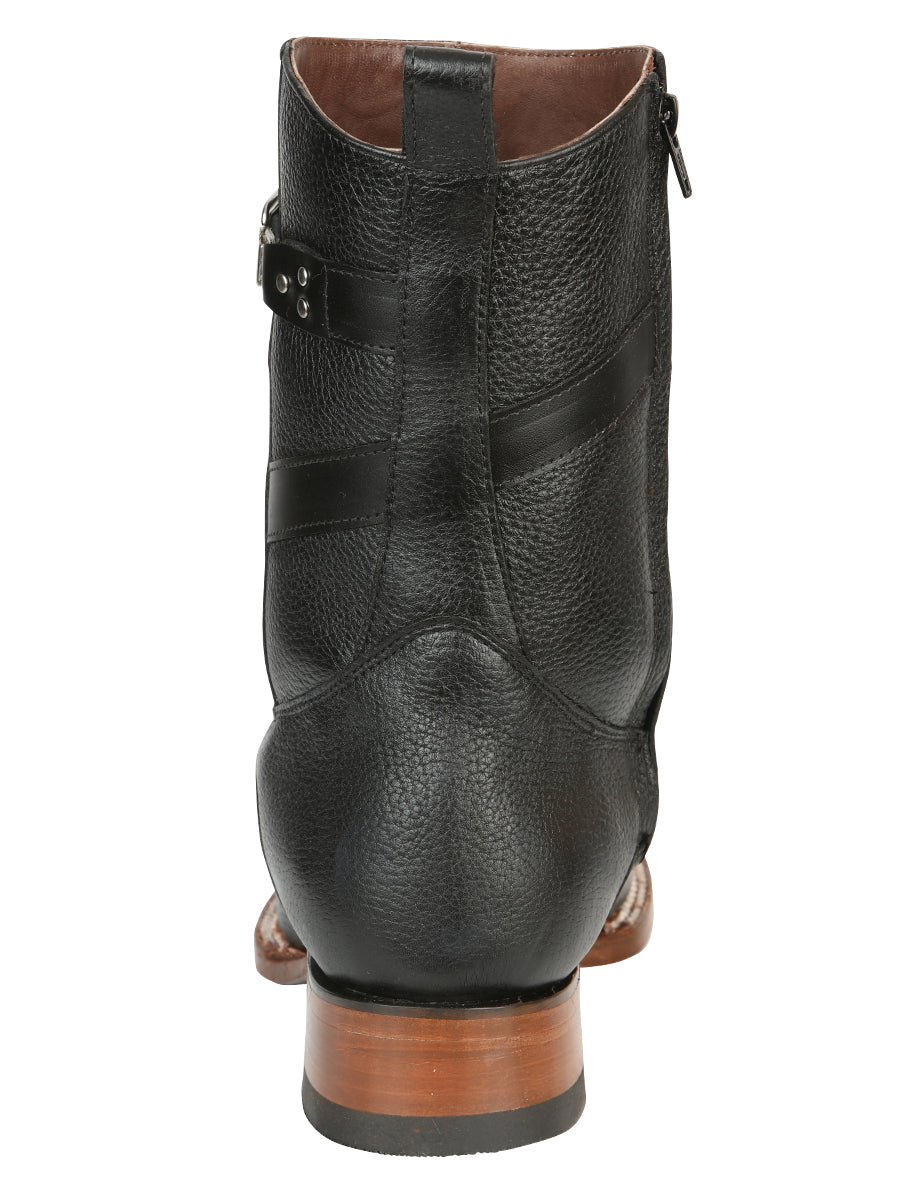El General Men's Leather Zipper Roper Boots - Black 45706