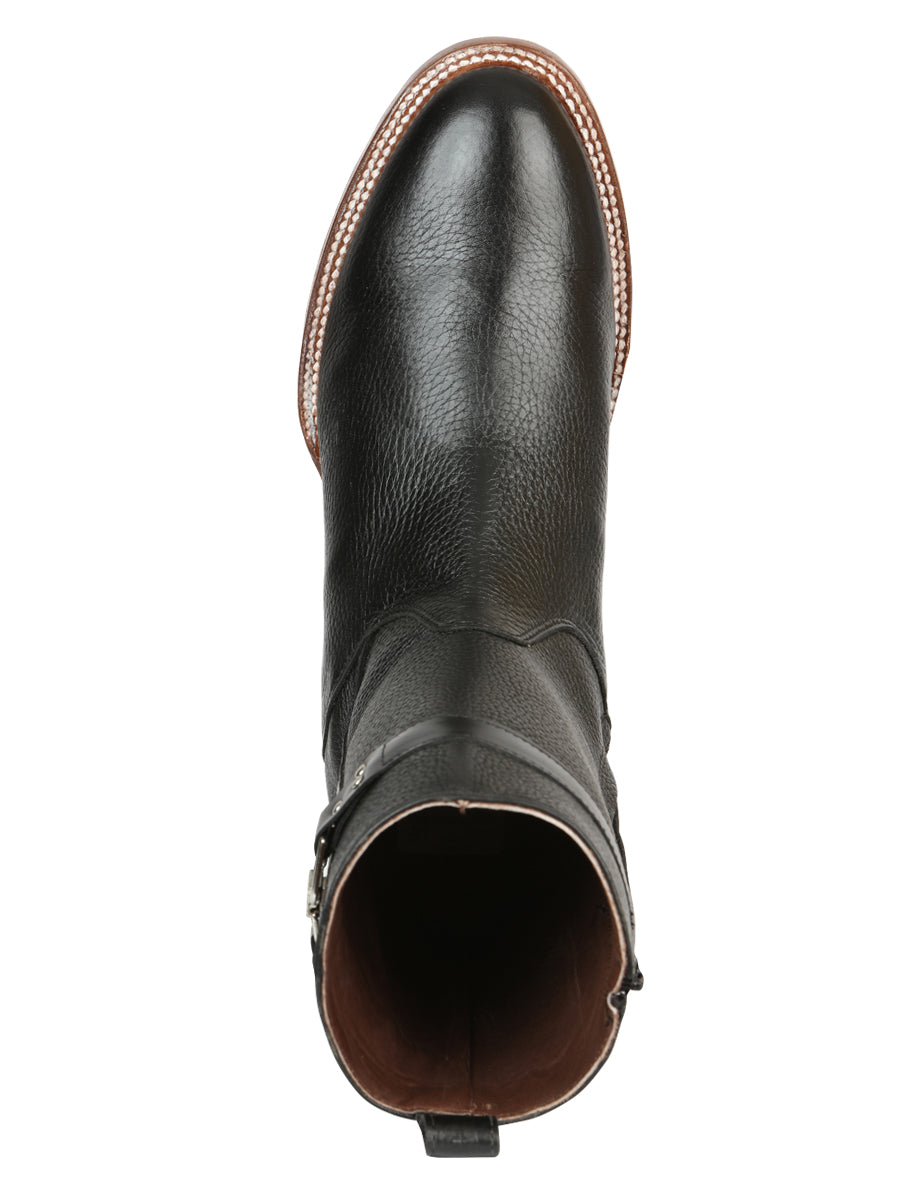 El General Men's Leather Zipper Roper Boots - Black 45706