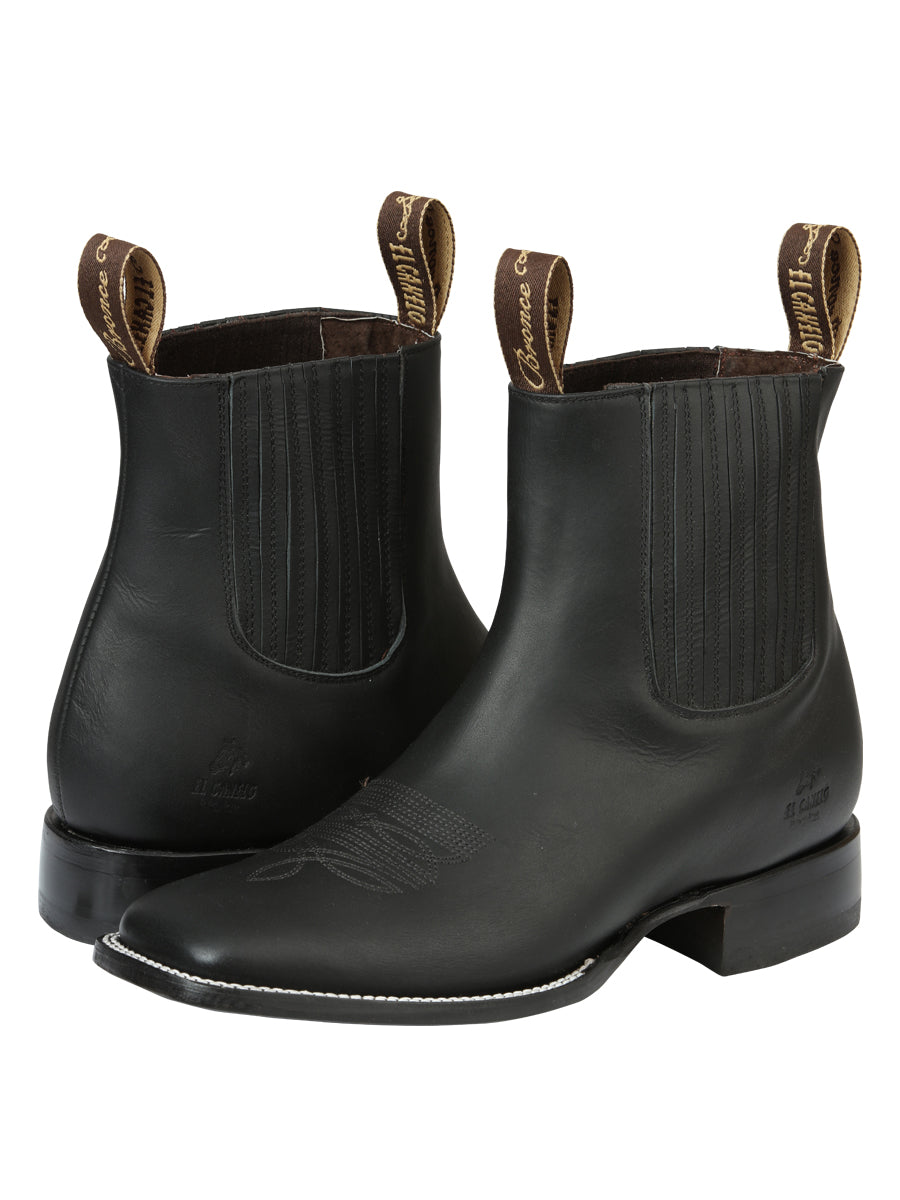 El Canelo Men's Leather Ankle Cowboy Boots - Made in Mexico - Matte Black 45755