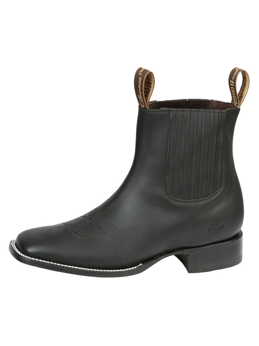 El Canelo Men's Leather Ankle Cowboy Boots - Made in Mexico - Matte Black 45755