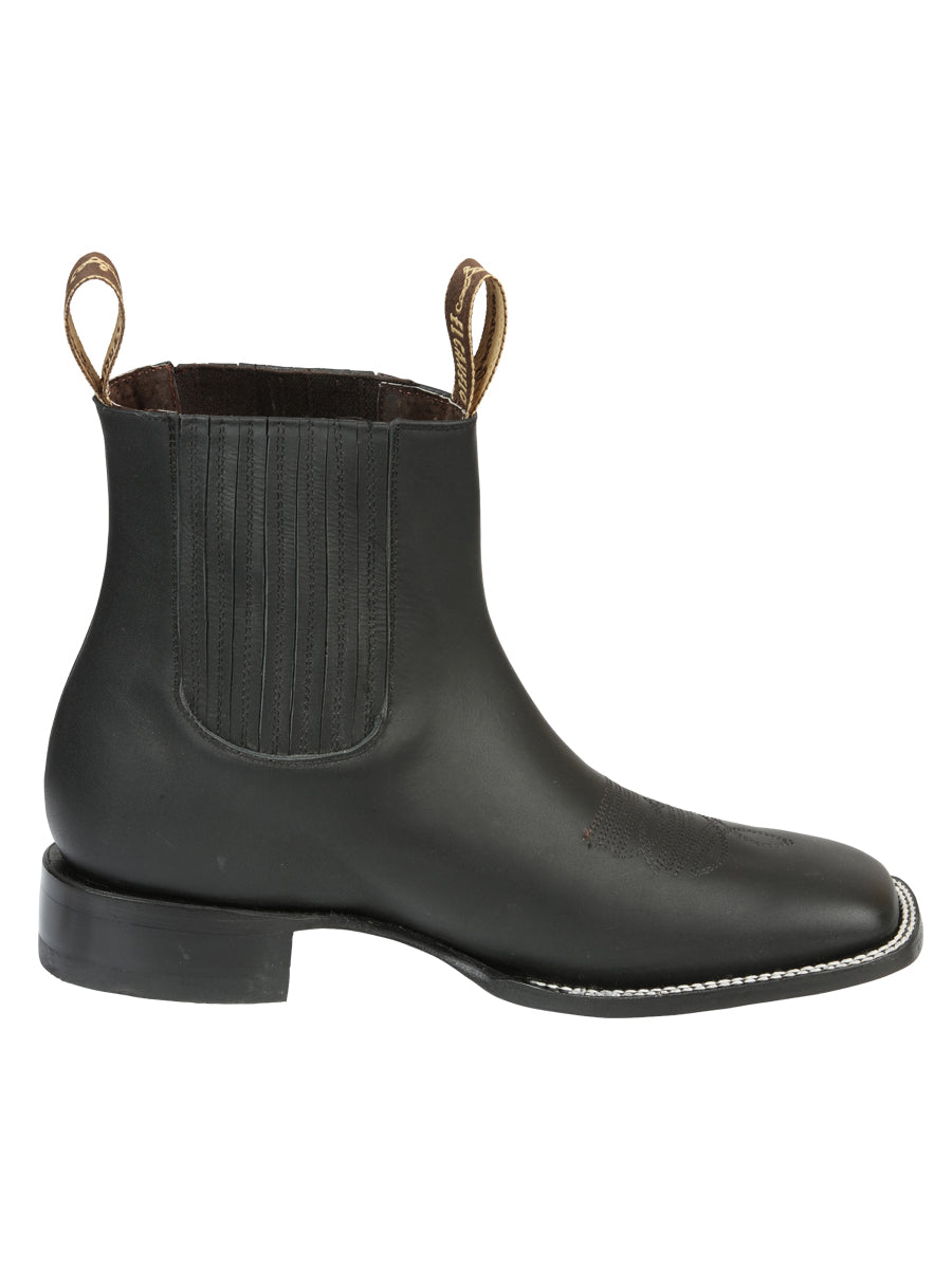 El Canelo Men's Leather Ankle Cowboy Boots - Made in Mexico - Matte Black 45755