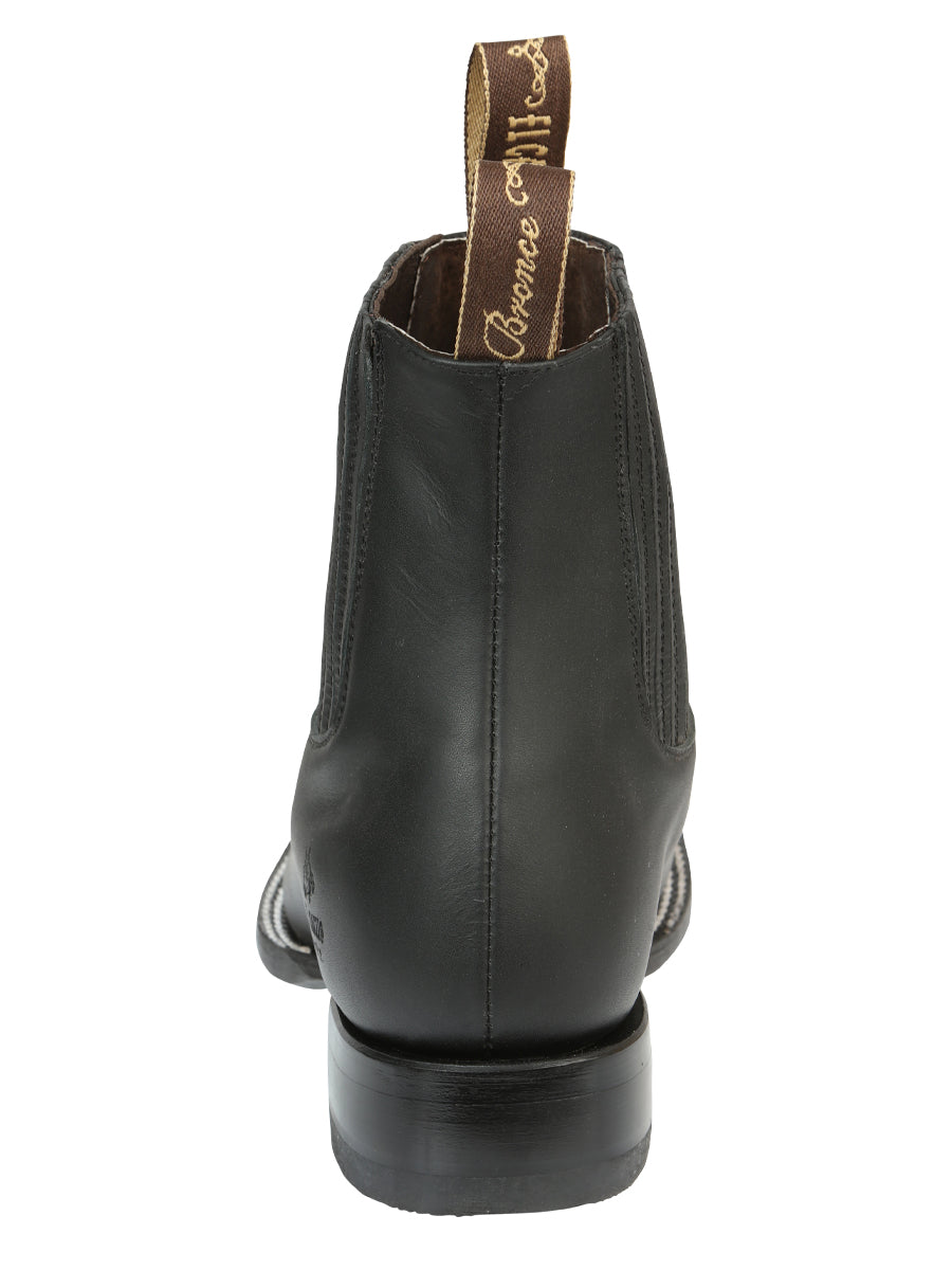 El Canelo Men's Leather Ankle Cowboy Boots - Made in Mexico - Matte Black 45755