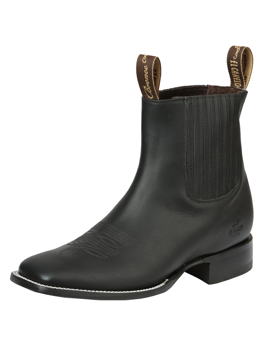 El Canelo Men's Leather Ankle Cowboy Boots - Made in Mexico - Matte Black 45755