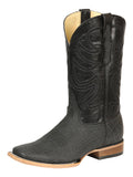El General Men's Leather Cowboy Boots - Embossed Elephant Print - Black/Gray 45768