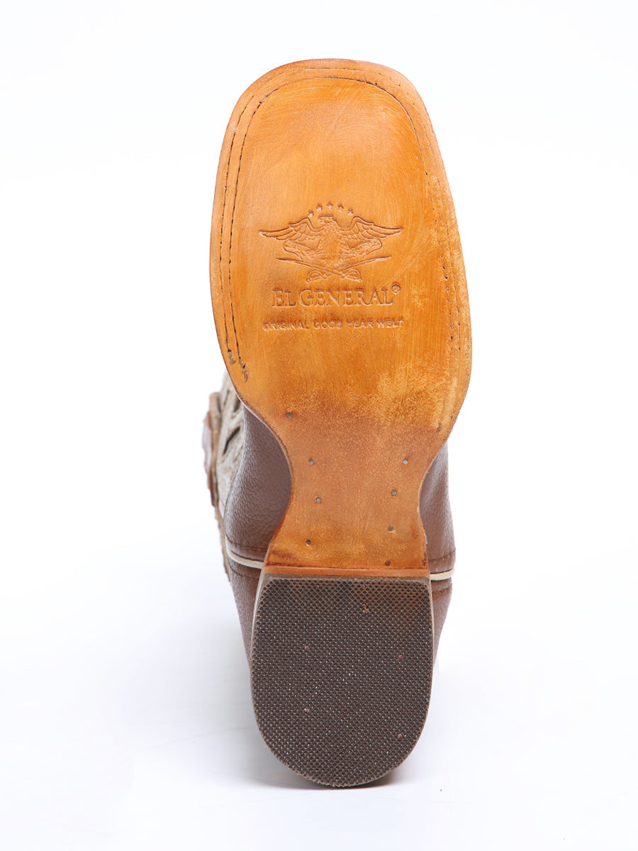 El General Women's Leather Cowgirl Boots - Made in Mexico - Honey Brown 45776