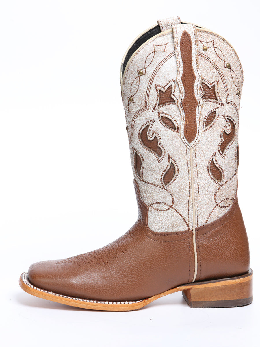 El General Women's Leather Cowgirl Boots - Made in Mexico - Honey Brown 45776