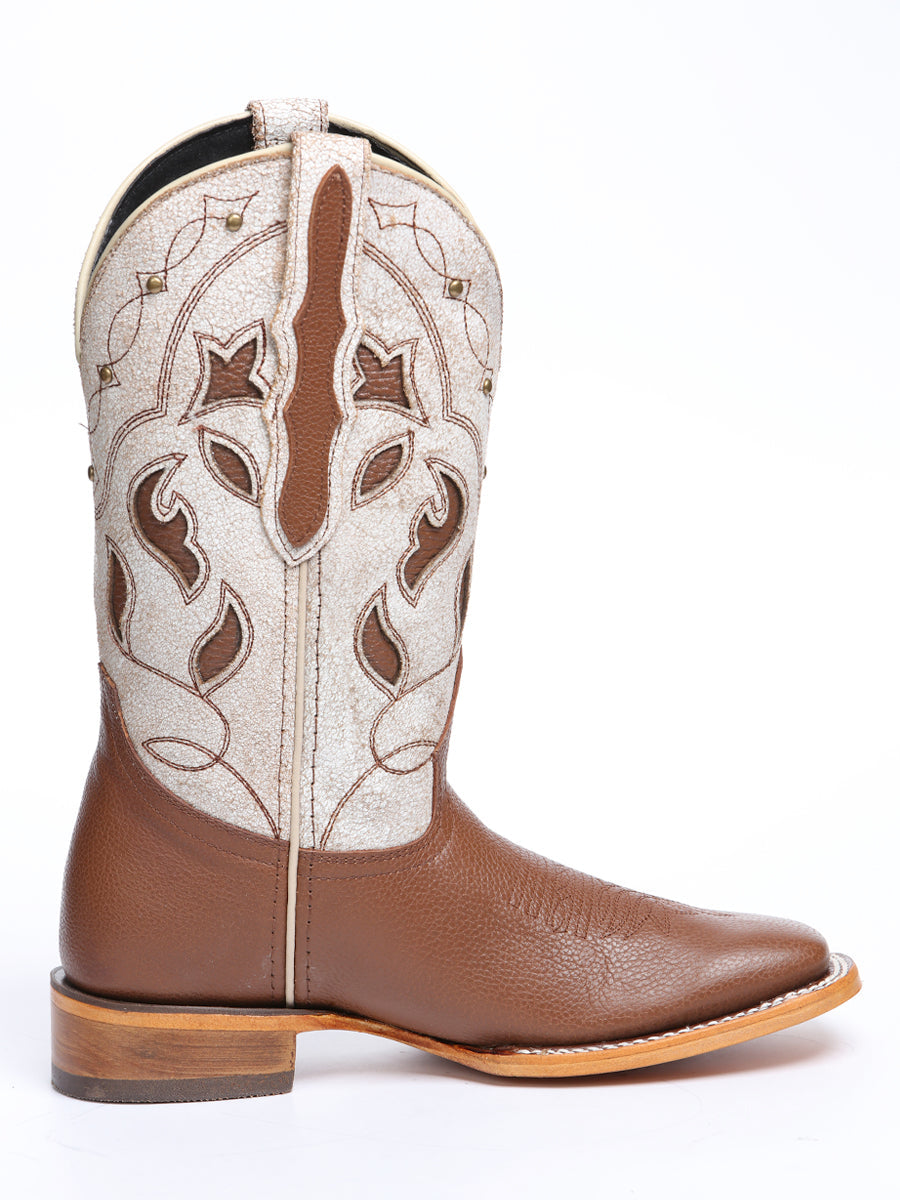 El General Women's Leather Cowgirl Boots - Made in Mexico - Honey Brown 45776