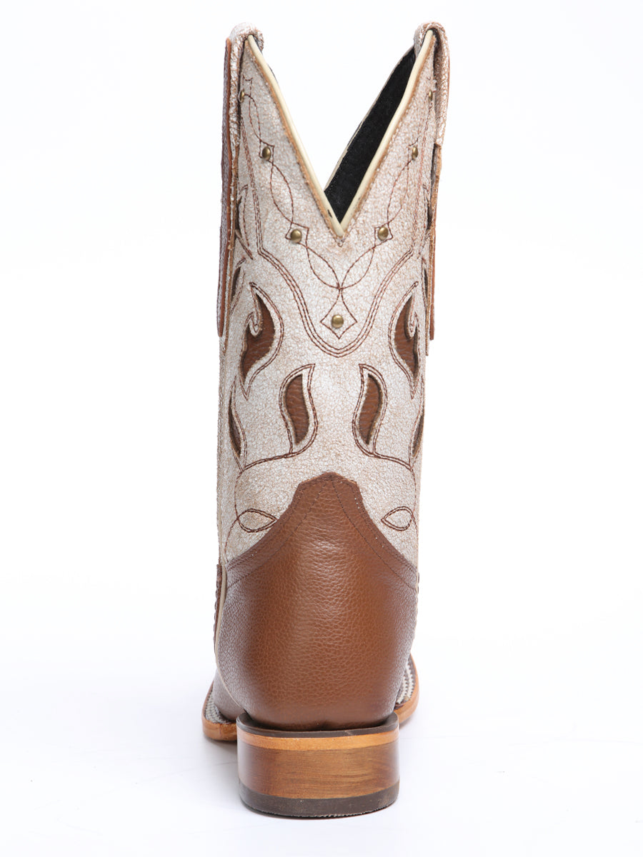 El General Women's Leather Cowgirl Boots - Made in Mexico - Honey Brown 45776