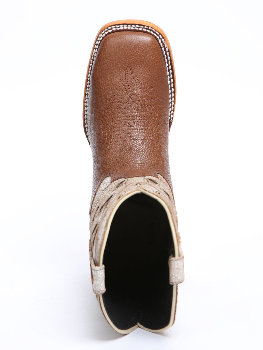 El General Women's Leather Cowgirl Boots - Made in Mexico - Honey Brown 45776