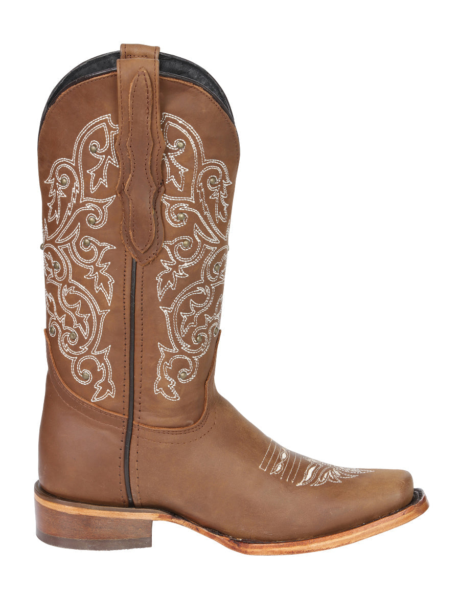 El General Women's Leather Cowgirl Boots - Made in Mexico - Honey Brown 45779