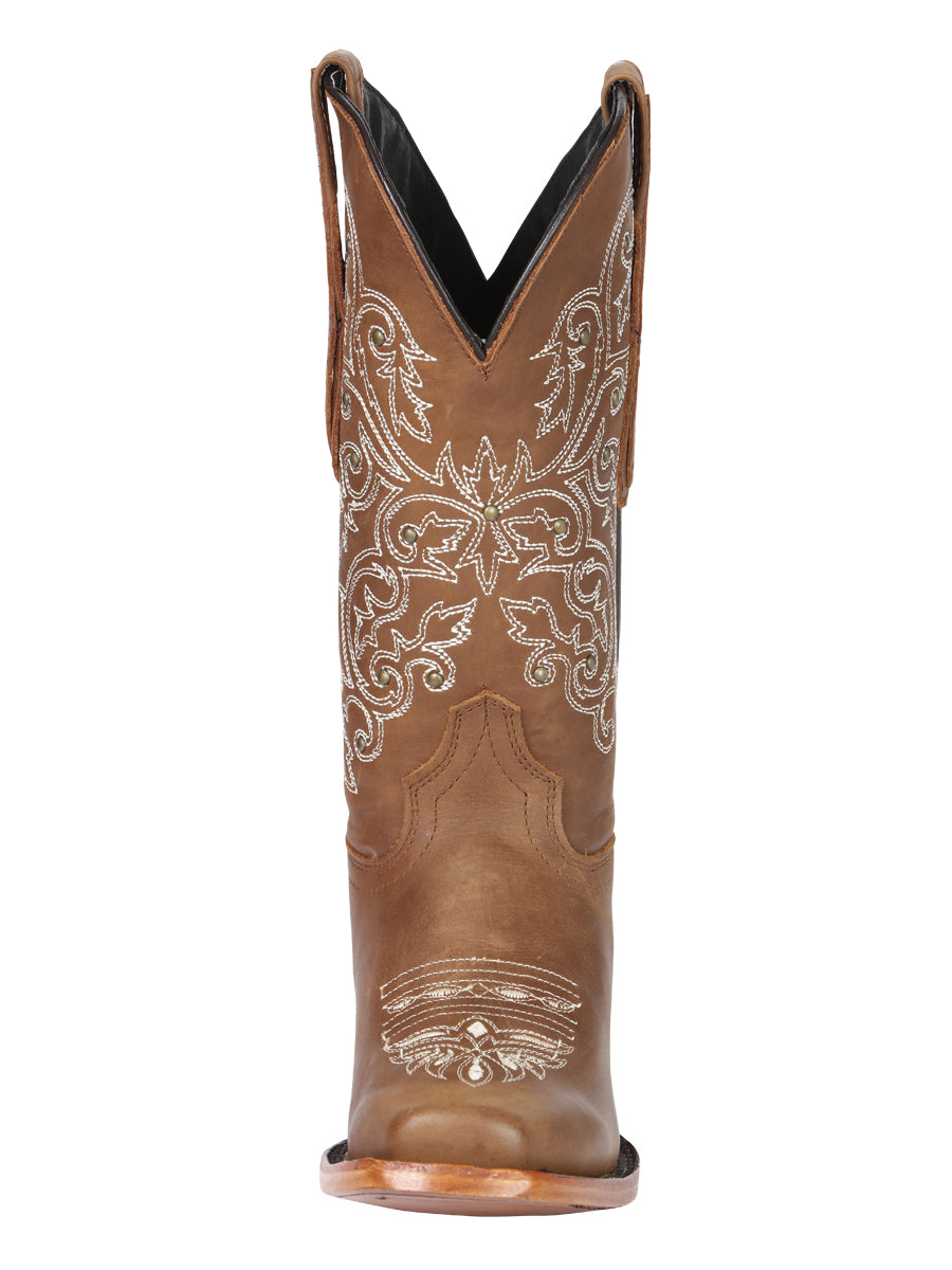 El General Women's Leather Cowgirl Boots - Made in Mexico - Honey Brown 45779