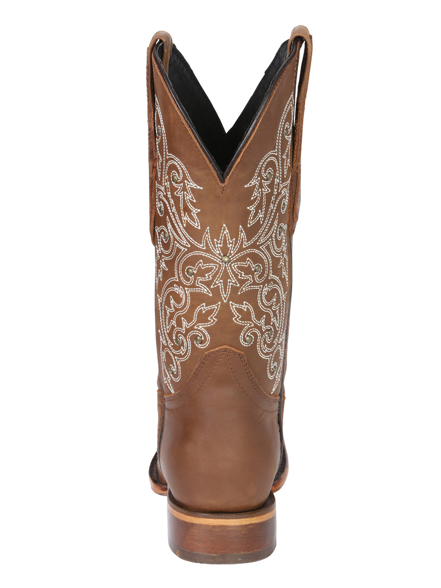 El General Women's Leather Cowgirl Boots - Made in Mexico - Honey Brown 45779