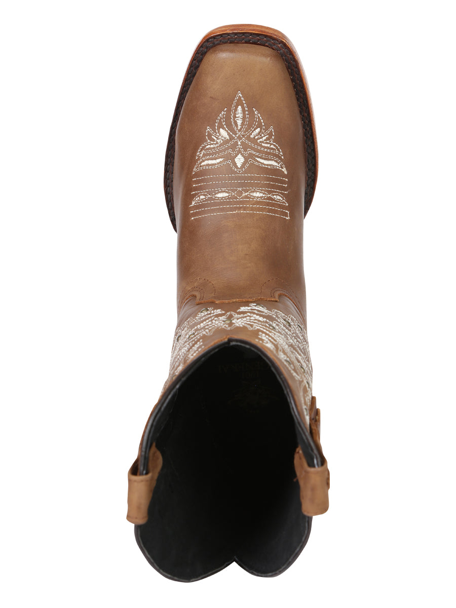El General Women's Leather Cowgirl Boots - Made in Mexico - Honey Brown 45779