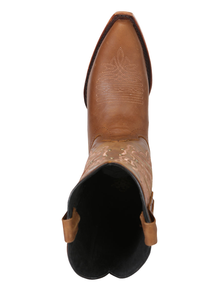 El General Women's Leather Cowboy Boots - Made in Mexico - Honey Brown 45781