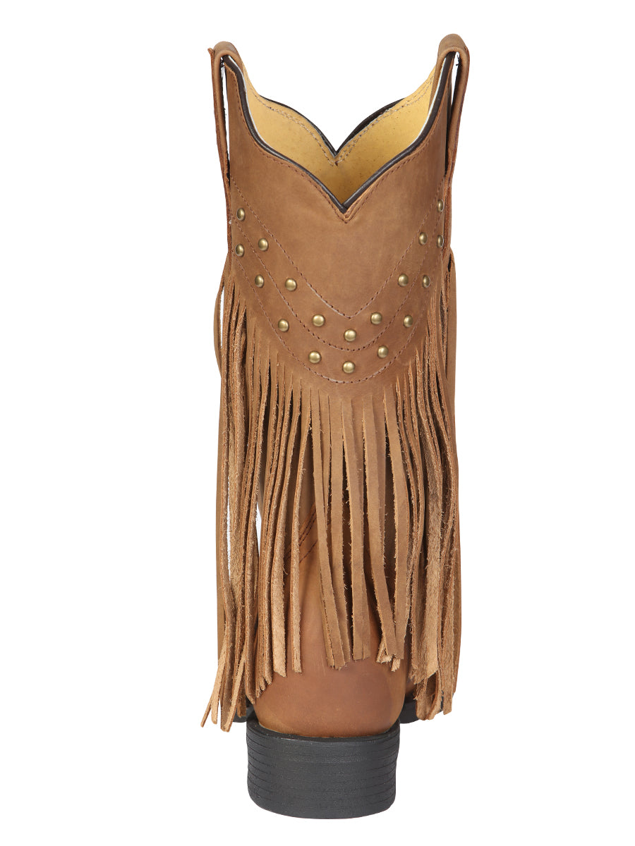 El General Women's Leather Fringe Western Boots - Made in Mexico - Honey 45799