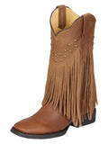 El General Women's Leather Fringe Western Boots - Made in Mexico - Honey 45799