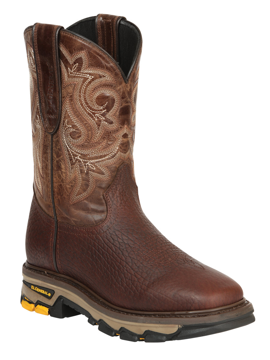 El General Men's Leather Work Boots - Vistone Bomber Brown 45805