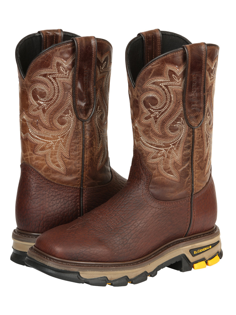 El General Men's Leather Work Boots - Vistone Bomber Brown 45805