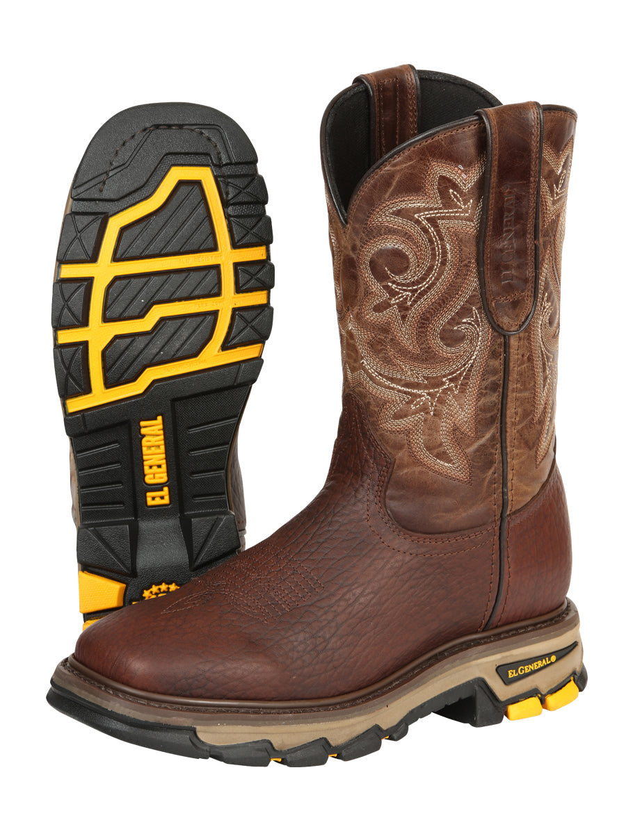El General Men's Leather Work Boots - Vistone Bomber Brown 45805