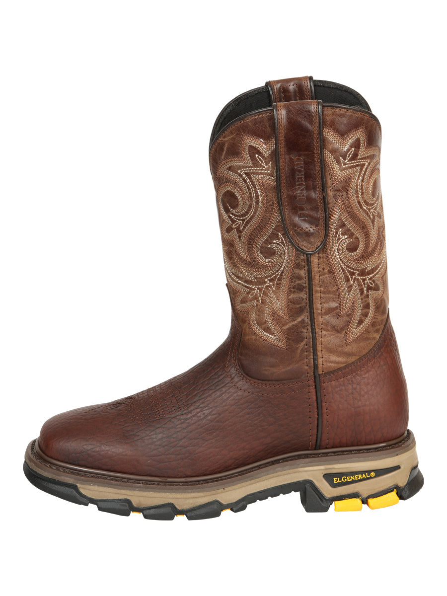 El General Men's Leather Work Boots - Vistone Bomber Brown 45805