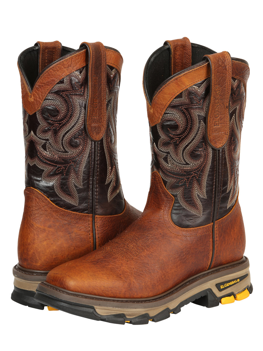El General Men's Leather Work Boots - Redwood Brown 45806