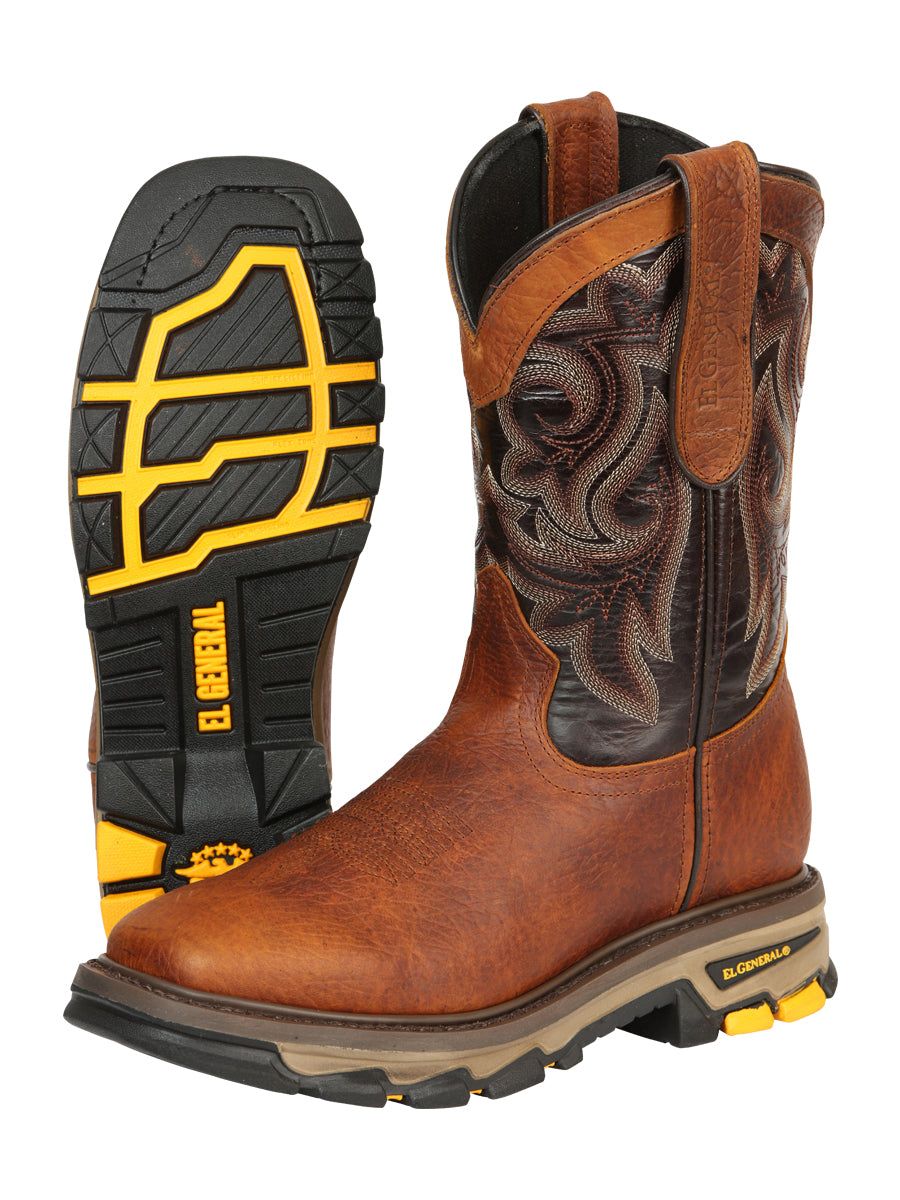 El General Men's Leather Work Boots - Redwood Brown 45806