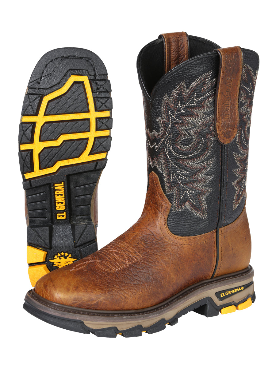 El General Men's Leather Work Boots - Redwood Brown 45811