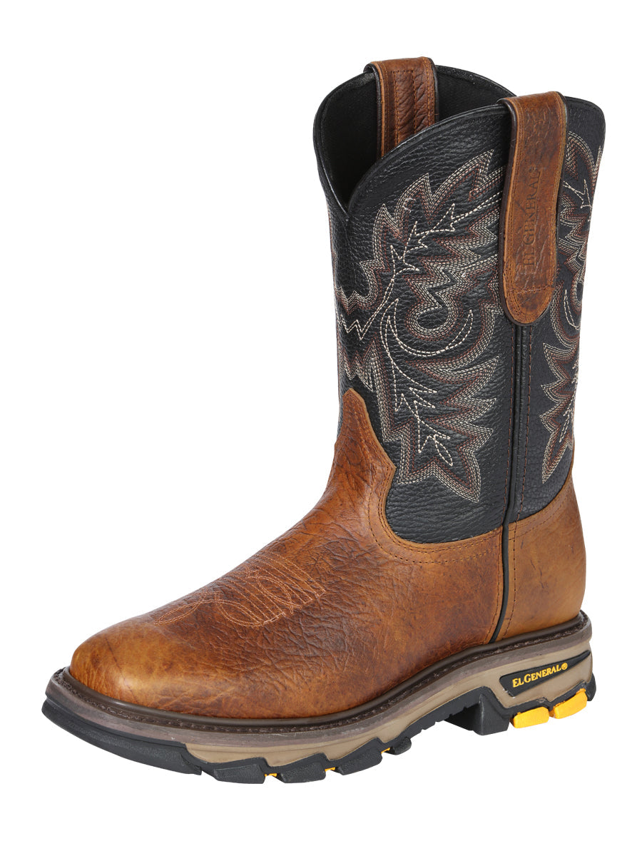 El General Men's Leather Work Boots - Redwood Brown 45811