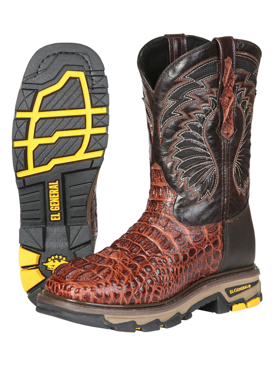 El General Work Boots Caiman Print Cognac 45815