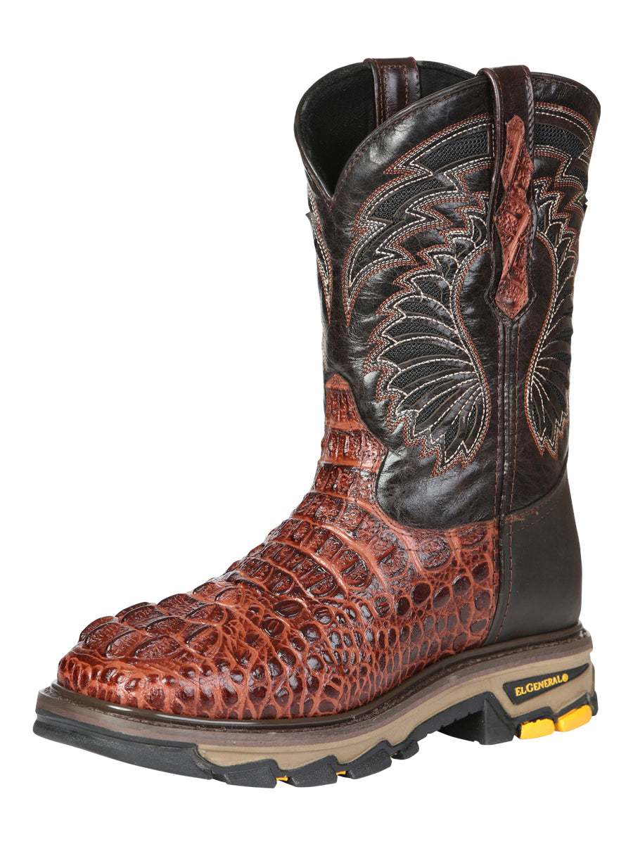 El General Work Boots Caiman Print Cognac 45815