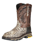 El General Men's Leather Work Boots - Made in Mexico - Caiman Print - Sand 45816