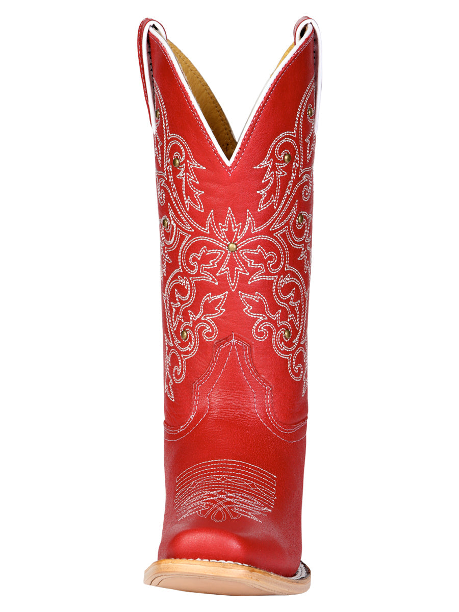 El General Women's Leather Cowboy Boot - Made in Mexico - Red 45932