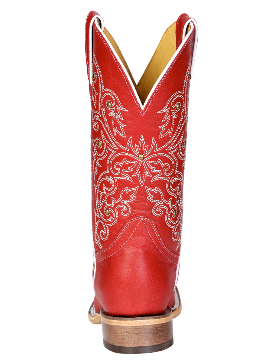 El General Women's Leather Cowboy Boot - Made in Mexico - Red 45932
