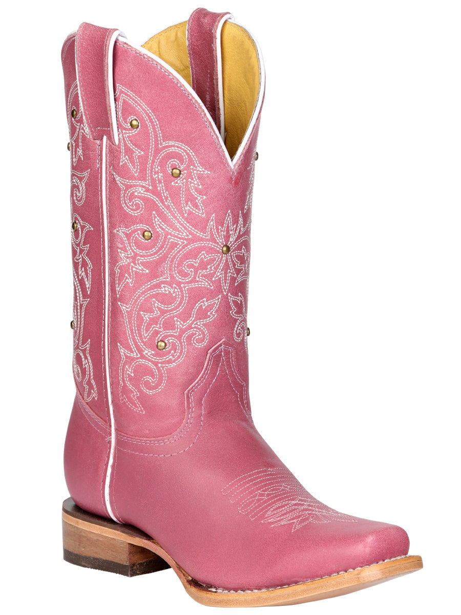 El General Women's Leather Cowboy Boot - Made in Mexico - Pink 45933