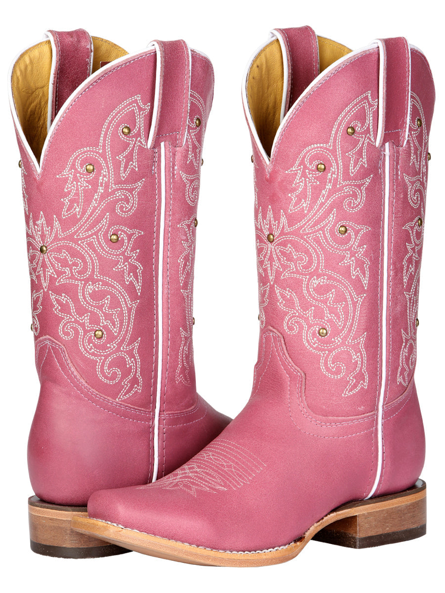 El General Women's Leather Cowboy Boot - Made in Mexico - Pink 45933