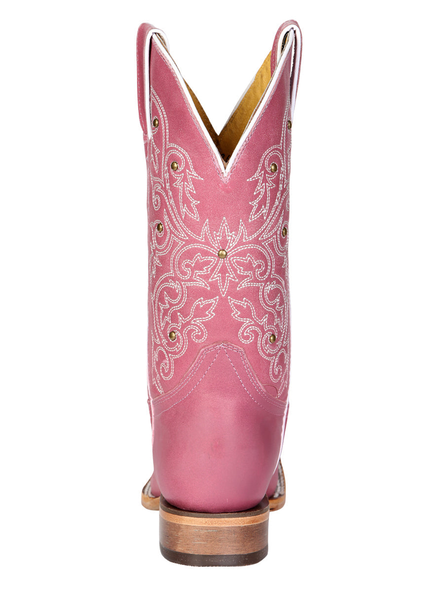 El General Women's Leather Cowboy Boot - Made in Mexico - Pink 45933