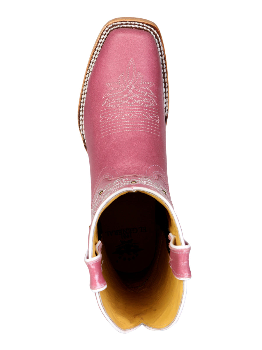 El General Women's Leather Cowboy Boot - Made in Mexico - Pink 45933