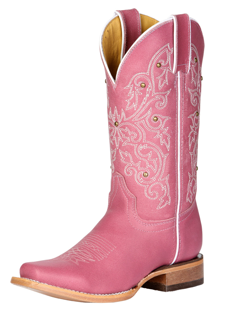 El General Women's Leather Cowboy Boot - Made in Mexico - Pink 45933