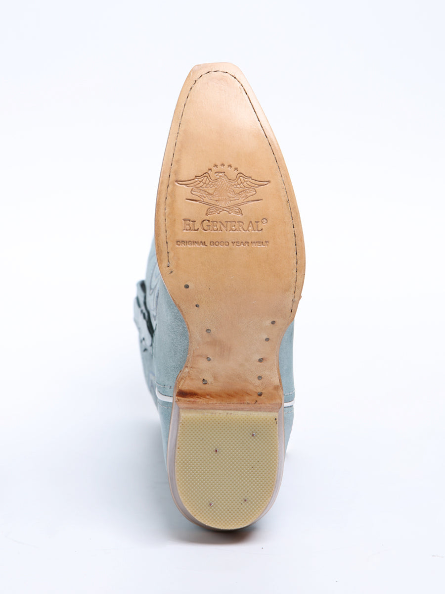 El General Women's Snip Toe Leather Cowboy Boot - Made in Mexico - Sky Blue 45934