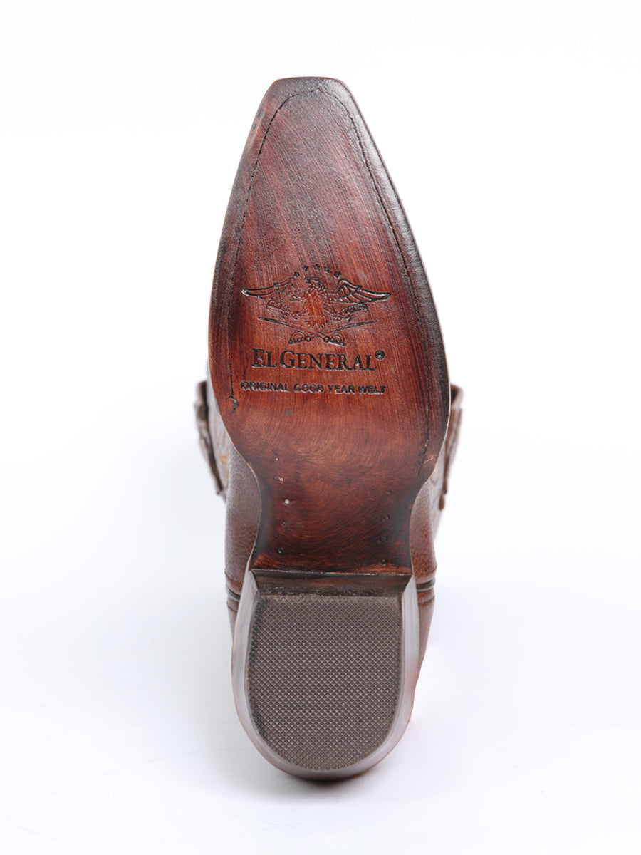 El General Women's Leather Cowgirl Boots - Made in Mexico - Cognac Brown 45935