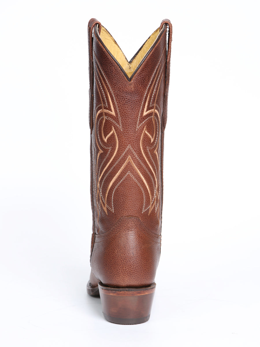 El General Women's Leather Cowgirl Boots - Made in Mexico - Cognac Brown 45935