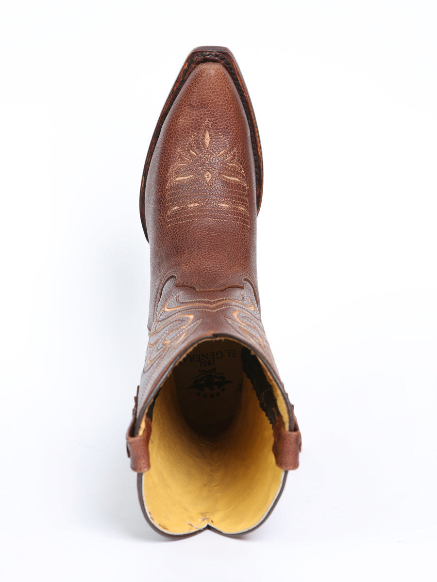El General Women's Leather Cowgirl Boots - Made in Mexico - Cognac Brown 45935