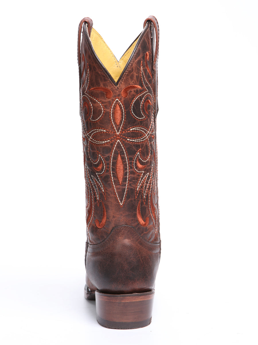 El General Women's Leather Cowgirl Boot - Made in Mexico - Timber Cognac Brown 45936