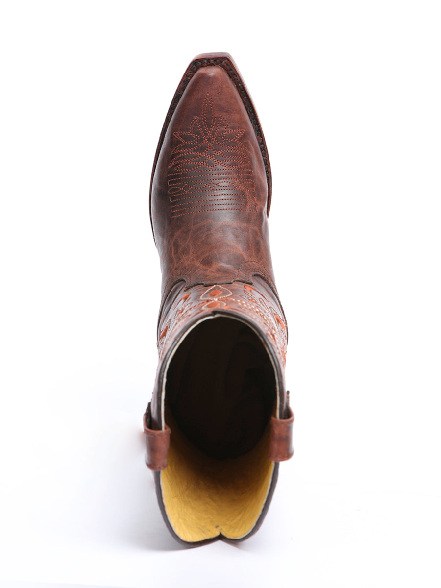 El General Women's Leather Cowgirl Boot - Made in Mexico - Timber Cognac Brown 45936