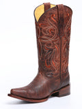 El General Women's Leather Cowgirl Boot - Made in Mexico - Timber Cognac Brown 45936