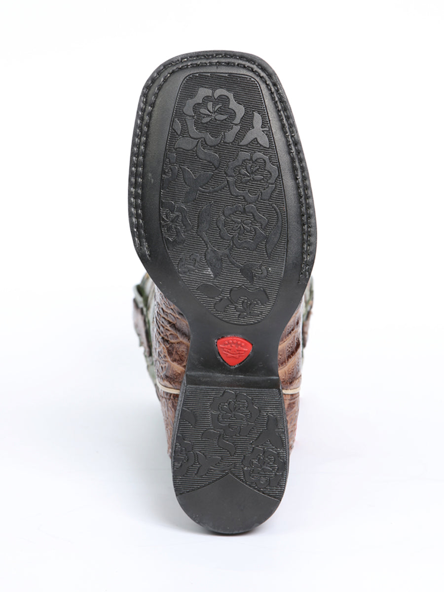 El General Women's Leather Cowgirl Boots - Embossed Crocodile Print - Brown 45940